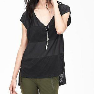 Banana Republic Mixed Media V-Neck Tunic Tee